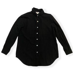 Soft Surroundings Black Pearl Button Down Textured Shirt Tunic Top Petite Small